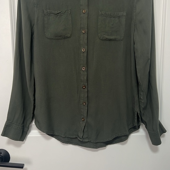 Justice Girls Army Green Long Sleeve Button Down Top size 14/16 - Picture 3 of 5